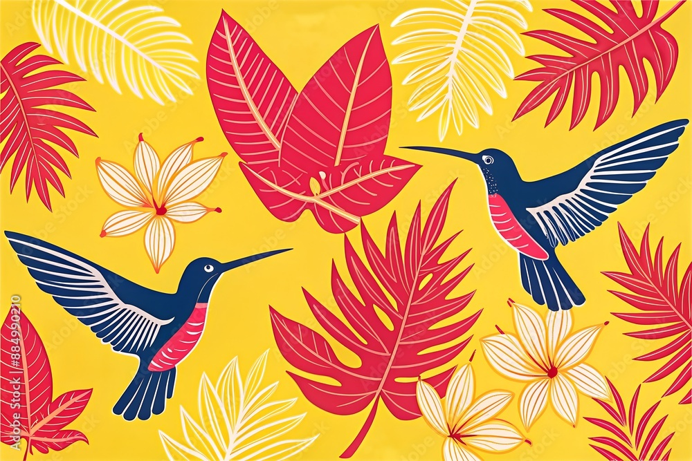 Obraz premium birds and flowers