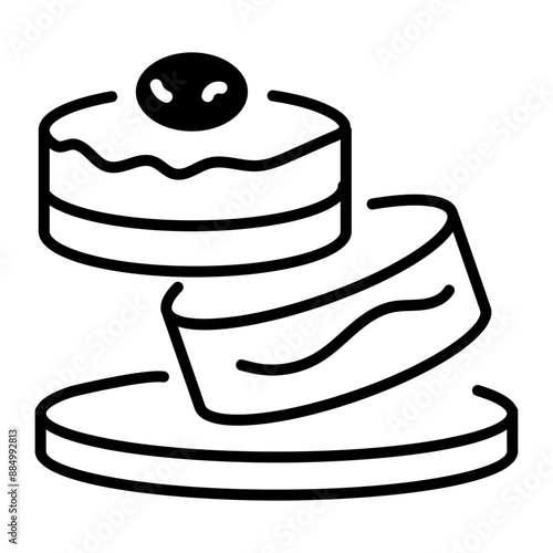 A line icon of souffle pancakes