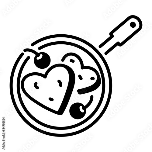Heart pancakes icon in outline style