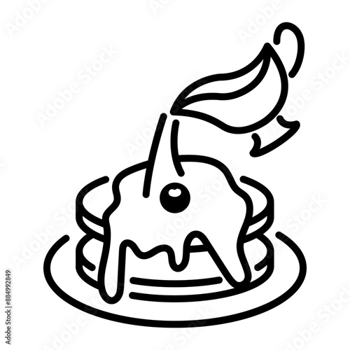 Caramel pancakes icon in linear style