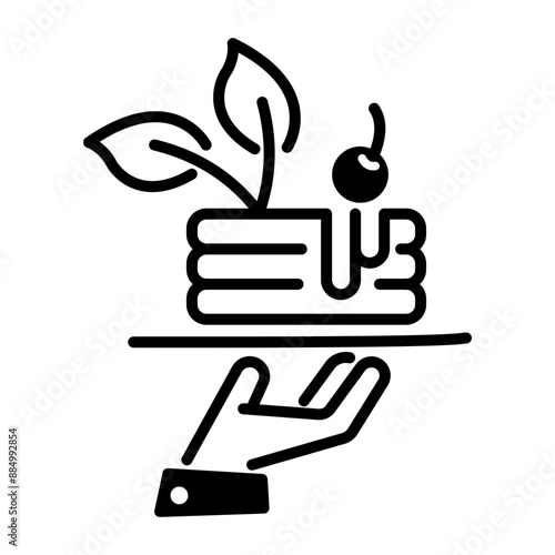 A line icon of serving hotcakes