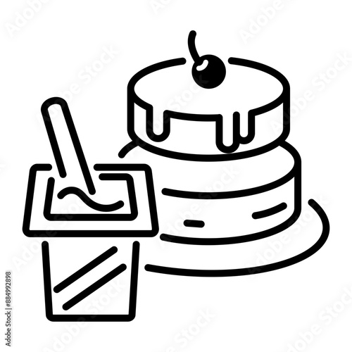 Yogurt pancakes icon in line style