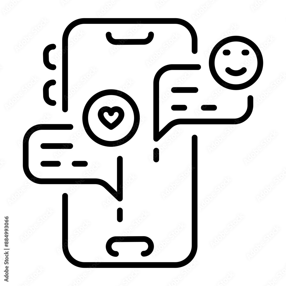 Online chat on mobile, line style icon 