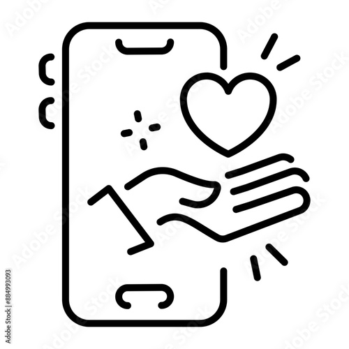 A linear style icon of online love 