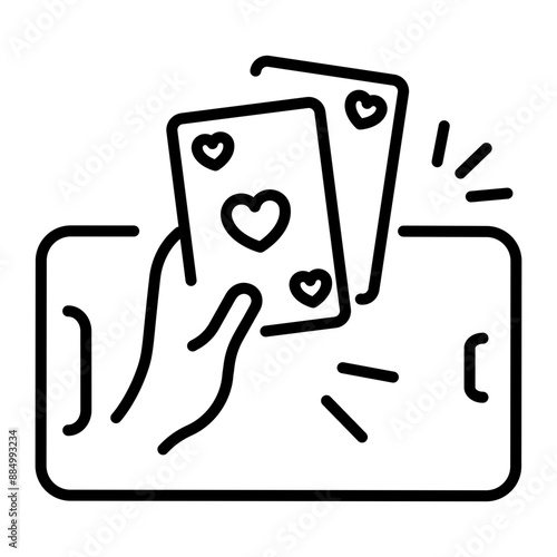 A linear style icon of card game 