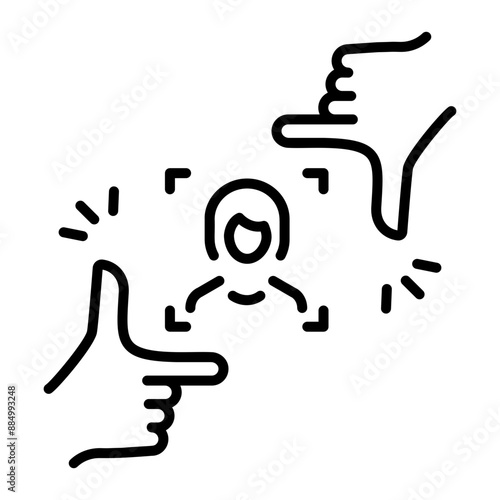 An outline style icon of framing hands 