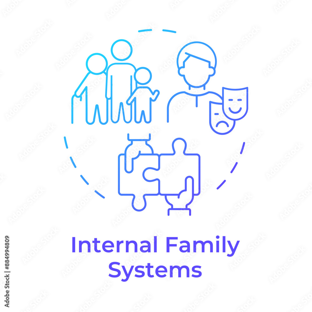 Internal family systems blue gradient concept icon. Communication skills, personality disorder. Round shape line illustration. Abstract idea. Graphic design. Easy to use in infographic, presentation Internal family systems blue gradient concept icon. Communication skills, personality disorder. Round shape line illustration. Abstract idea. Graphic design. Easy to use in infographic, presentation