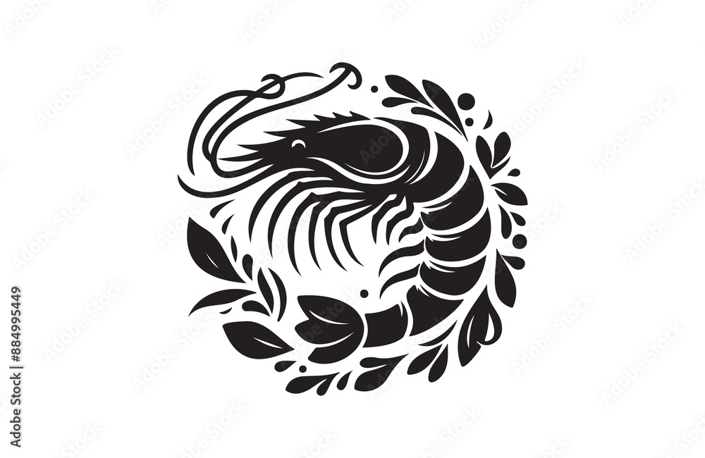 shrimp fish of silhouette vector illustration shrimp fish of silhouette vector illustration