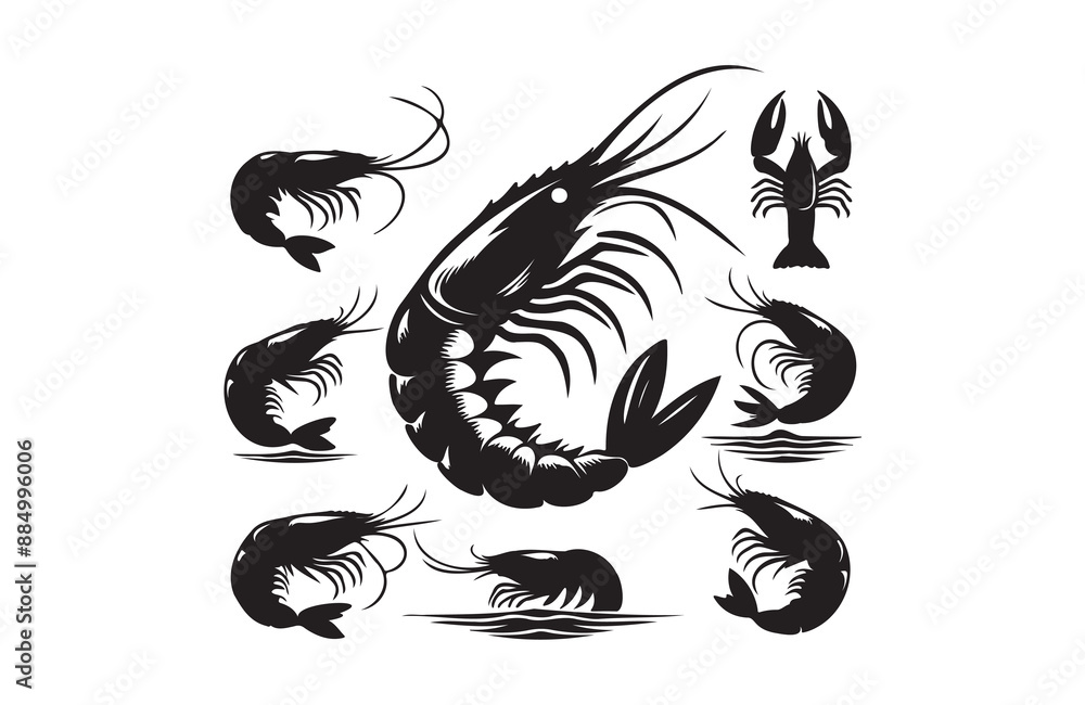 shrimp fish of silhouette vector illustration shrimp fish of silhouette vector illustration