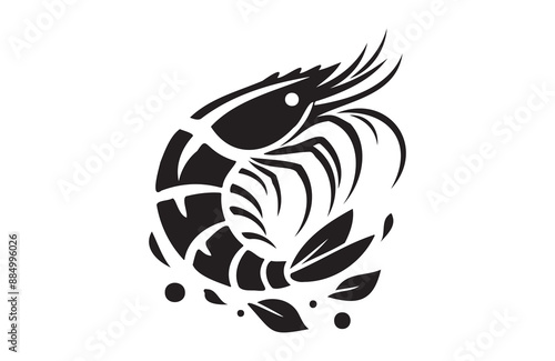 shrimp fish of silhouette vector illustration