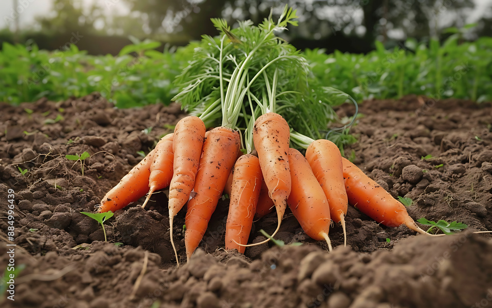 Carrots in the garden. Fresh organic carrots on the field. Carrots in the garden. Fresh organic carrots on the field.