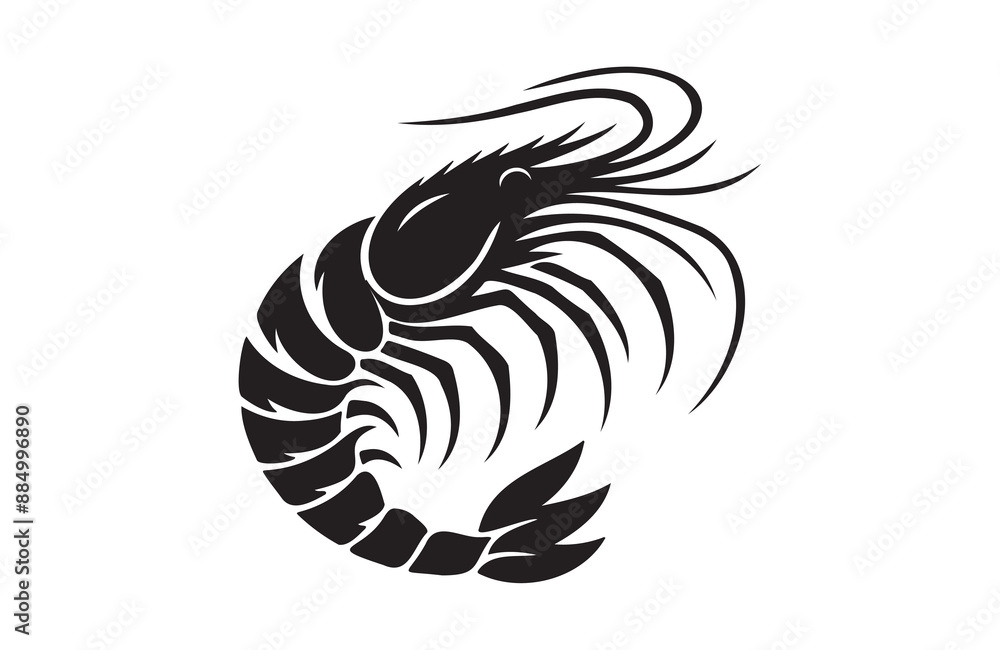 shrimp fish of silhouette vector illustration shrimp fish of silhouette vector illustration