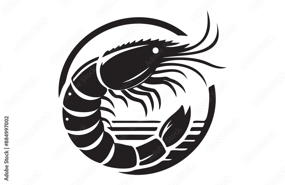 shrimp fish of silhouette vector illustration shrimp fish of silhouette vector illustration