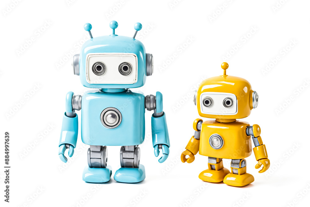 Two Toy Robots Standing Side by Side Two Toy Robots Standing Side by Side