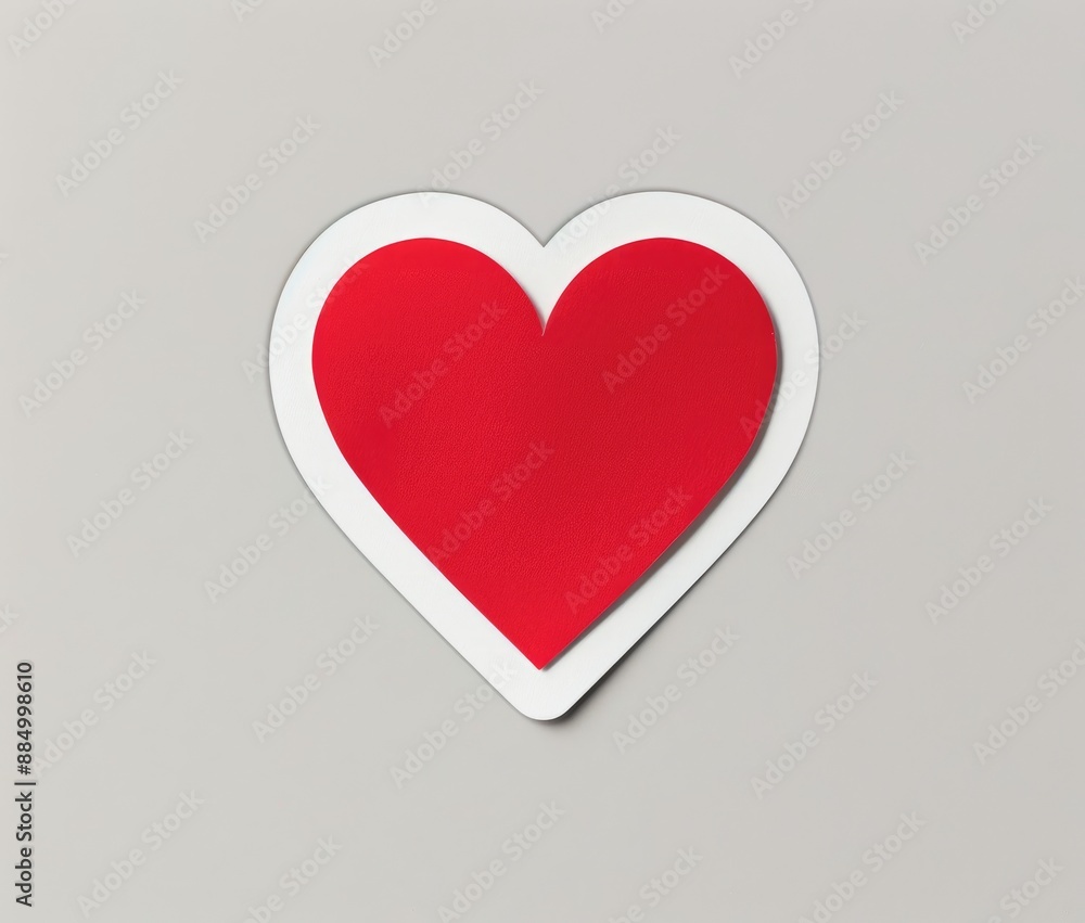 Top view of Red heart-shaped on a white paper background Top view of Red heart-shaped on a white paper background