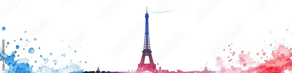 banner in blue white red colors with elements of the Eiffel Tower with background and copy space banner in blue white red colors with elements of the Eiffel Tower with background and copy space