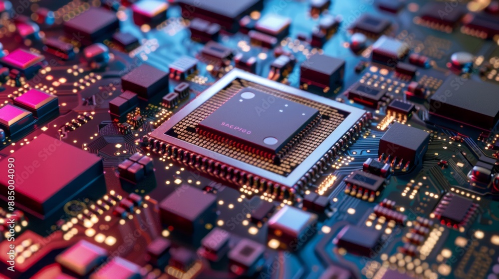 Close-up of a new technology chip background featuring intricate circuitry and advanced microprocessor design, highlighting modern innovation in electronics and computing technology. Ideal for illustr Close-up of a new technology chip background featuring intricate circuitry and advanced microprocessor design, highlighting modern innovation in electronics and computing technology. Ideal for illustr