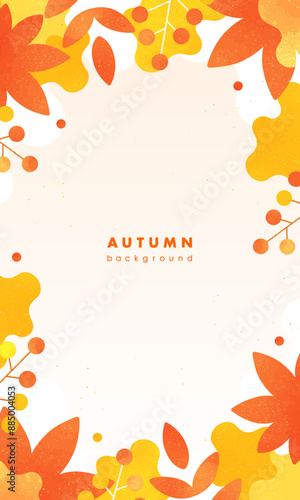 秋イメージのベクターフレーム素材。スマホのバナーや背景に使える縦長の背景素材。