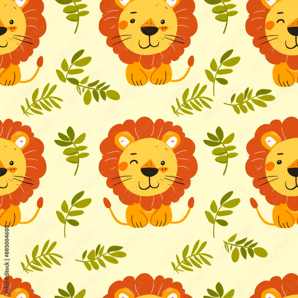 Naklejka premium vector art pattern cute of lion head