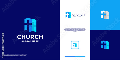 cross logo, symbol of Christianity, religious belief, logo design illustration.