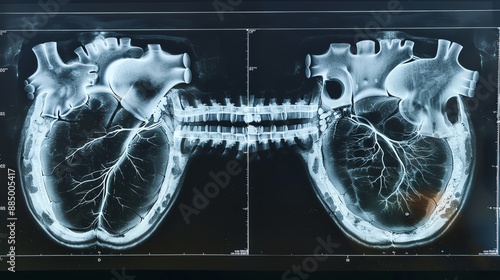 Cardiac CT scan of inflamed heart postinfection, heart disorder inflammation, comprehensive postinfectious assessment photo