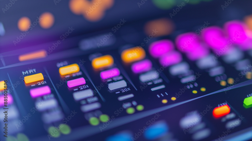 Close-Up of Colorful Audio Mixer Controls
Close-Up of Colorful Audio Mixer Controls