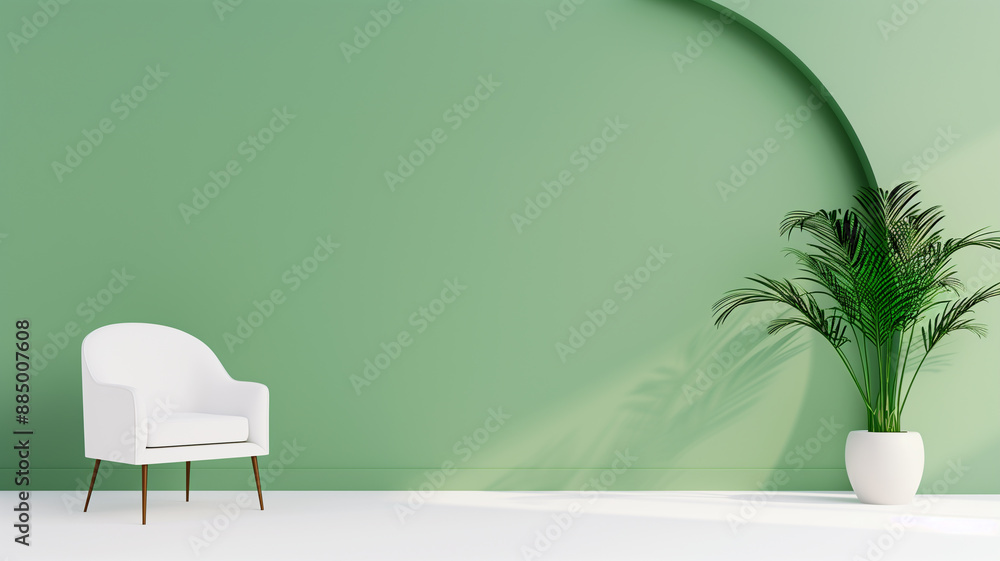 Modern Interior with White Chair and Green Plant, Minimalist Decor
Modern Interior with White Chair and Green Plant, Minimalist Decor