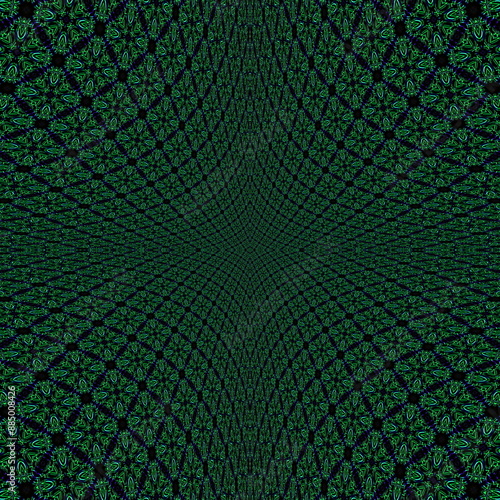 Neon Green blue Flower mandala ornament banner Textured background. Ornate illustration.