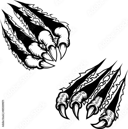 Monster claws scratching background. For poster, t shirt, decoration. Vector illustration