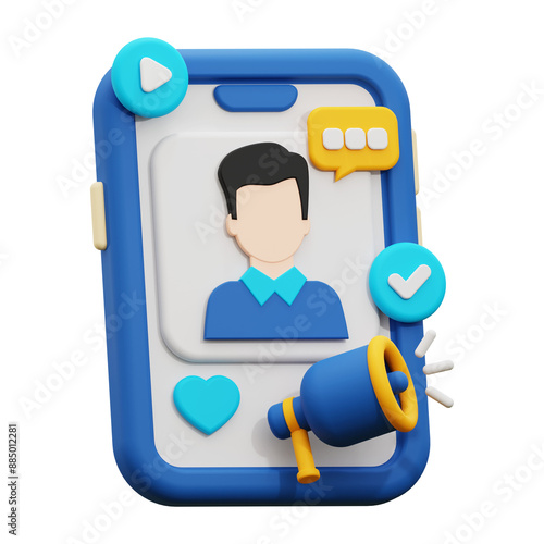 3d influencer. icon with transparent background. 3d icon