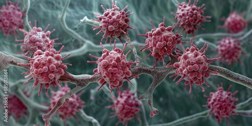 Highly Detailed Macroscopic Images of DNA Strands with Glowing Highlights and Intricate Cellular Backgrounds