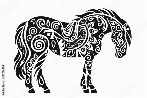a black and white drawing of a horse © Simona