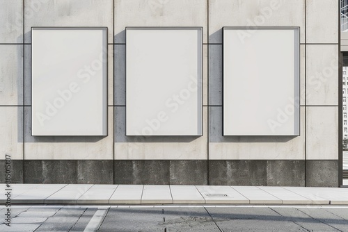 3 blank posters on the wall white board photo frame.