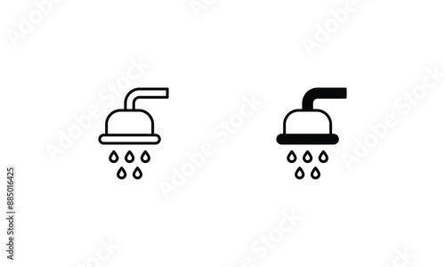 Shower icons set isolate white background vector stock illustration.