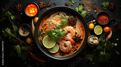 Shrimp soup with noodles an...