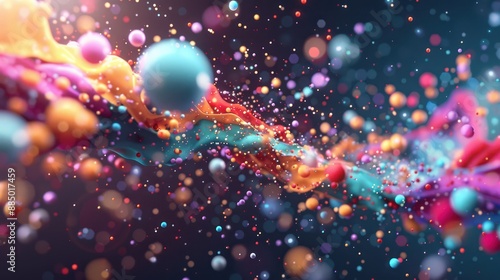 Dynamic 3D Music Visualizer with Vibrant Particles - Abstract Visualization of Music Soundscape in Colorful 3D Space, Generative Ai