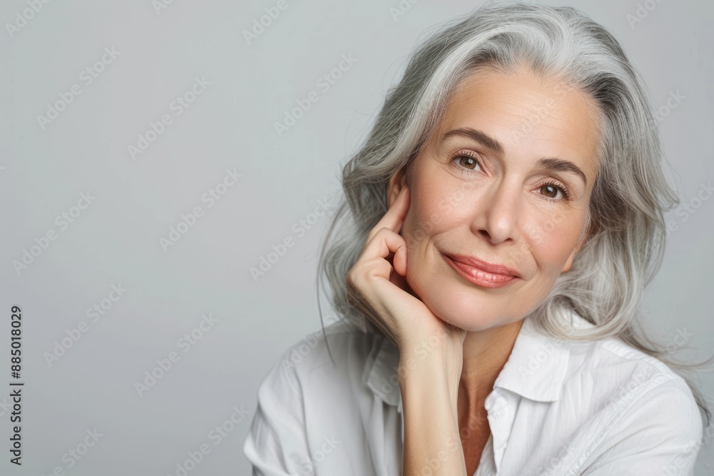 Mature senior woman with beauty and healthy face skin portrait isolated on white background Mature senior woman with beauty and healthy face skin portrait isolated on white background