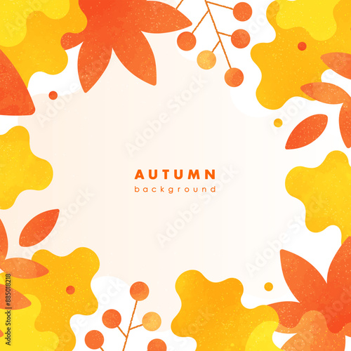 秋の葉っぱ、紅葉をイメージしたおしゃれなアブストラクトの背景。かわいいベクターフレーム素材。