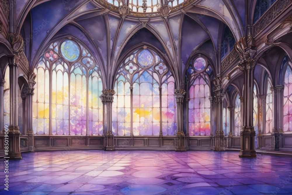 Empty gothic ballroom architecture backgrounds building. Empty gothic ballroom architecture backgrounds building.