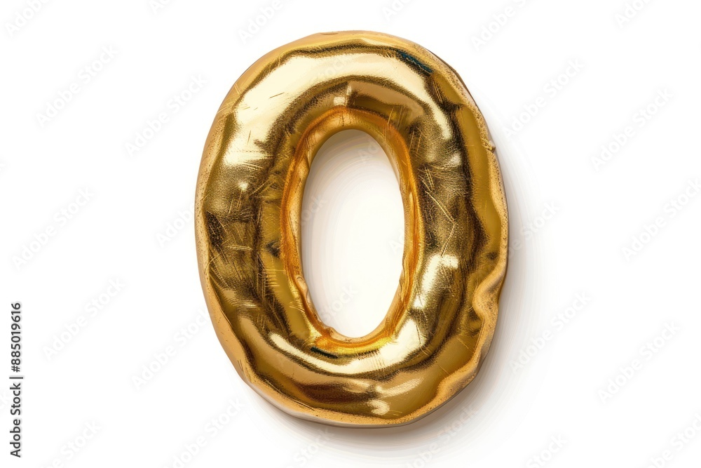 Number 0 in shape of gold Isolated on white background Number 0 in shape of gold Isolated on white background