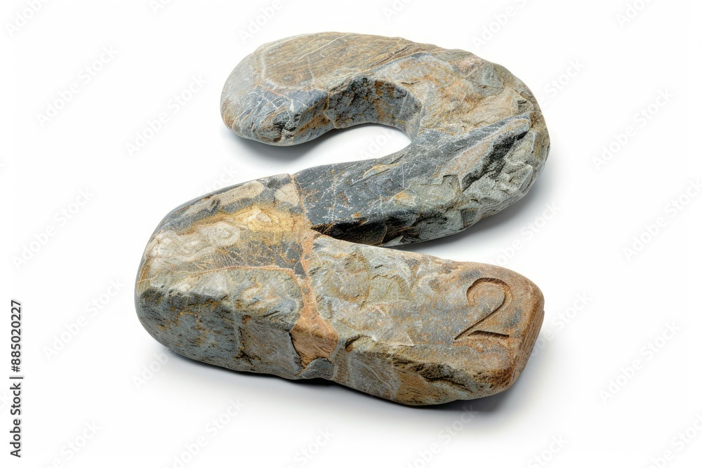 Fototapeta premium Number 2 in shape of stone Isolated on white background