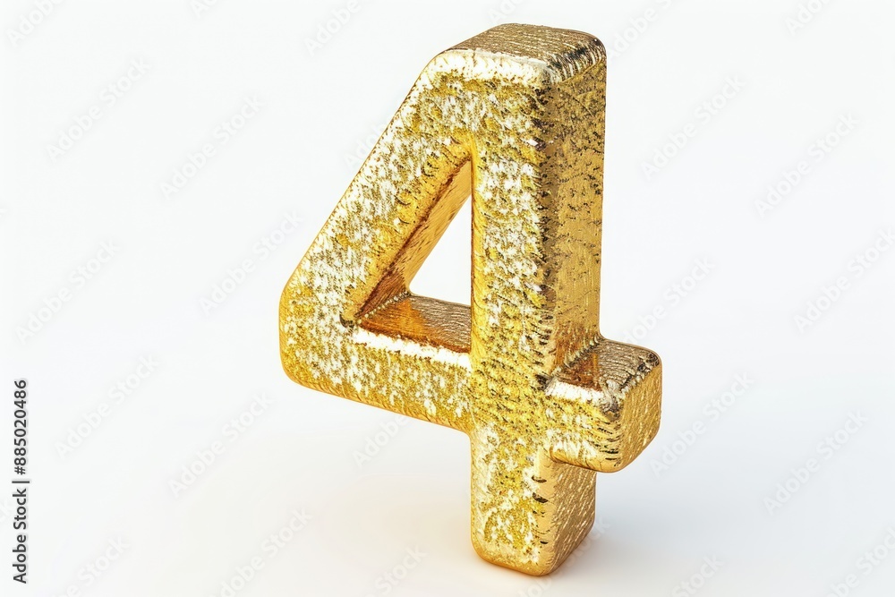 Number 4 in shape of gold Isolated on white background Number 4 in shape of gold Isolated on white background