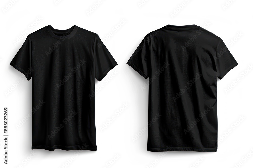 plain black t-shirt mockup design. front and rear view Isolated on white background plain black t-shirt mockup design. front and rear view Isolated on white background