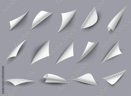 Flip corners ,curl and peel book sheet with shadows, edge and sticker back label