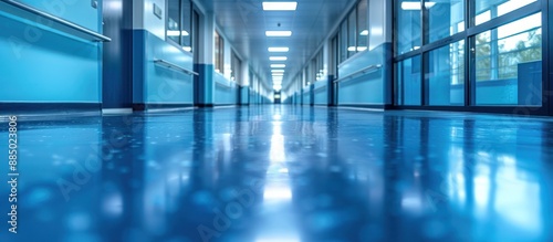 Wallpaper Mural Blue Hallway with Reflective Floor Torontodigital.ca
