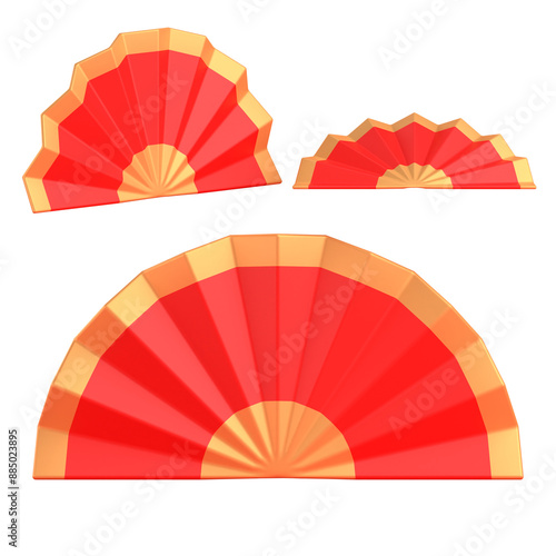 Paper fan 3D illustration