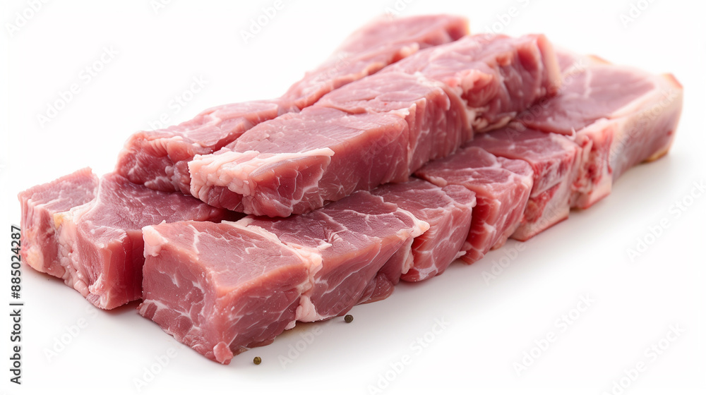 Raw pork. Pieces of fresh meat isolated on a white background. Raw pork. Pieces of fresh meat isolated on a white background.