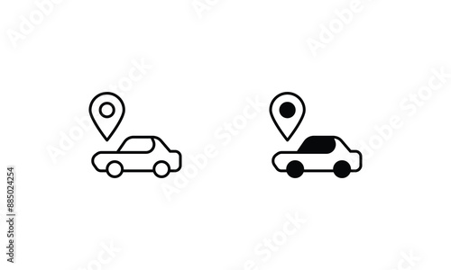 Car Here icons set isolate white background vector stock illustration.