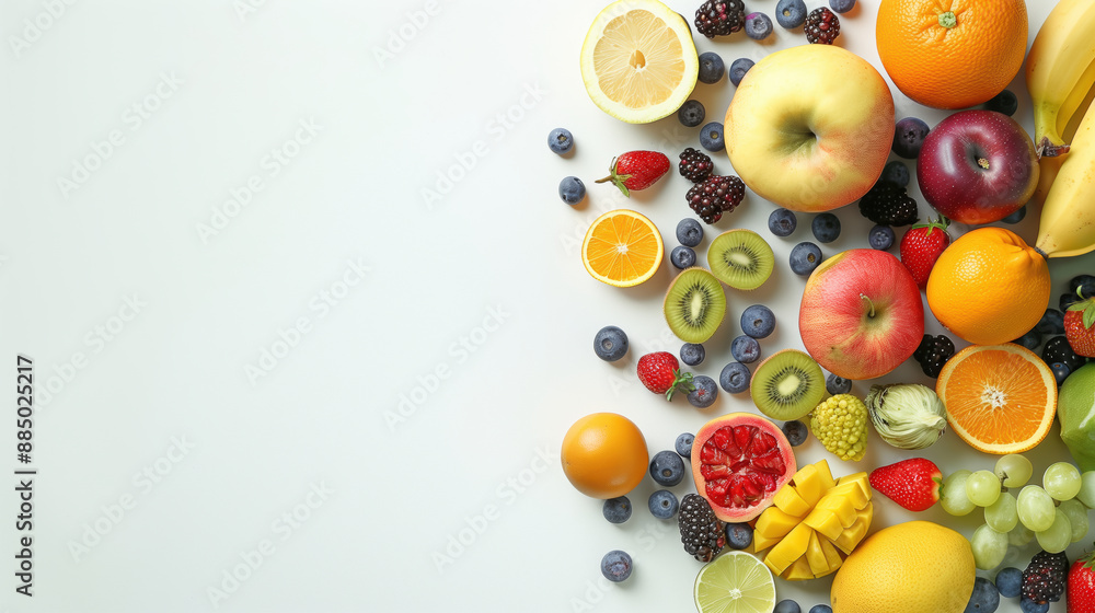 Assorted Fresh Fruits on White Background Assorted Fresh Fruits on White Background