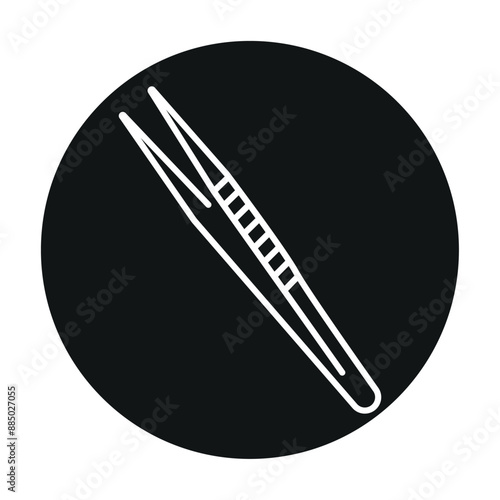 Medical tweezers line black icon